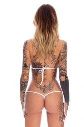 Micro Bikini Bianco Traforato Top Scorrevole Bikini Online Bianco