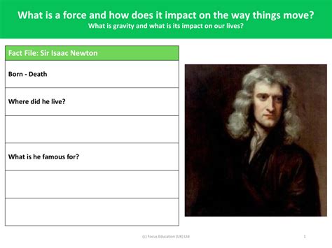 Sir Isaac Newton Fact File Worksheet Science Year 5