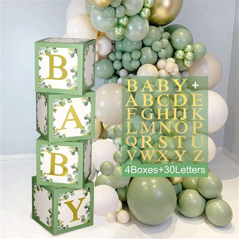 Buy Sage Green Baby Shower Boxes DIY 4pcs Sage Green Balloon Boxes