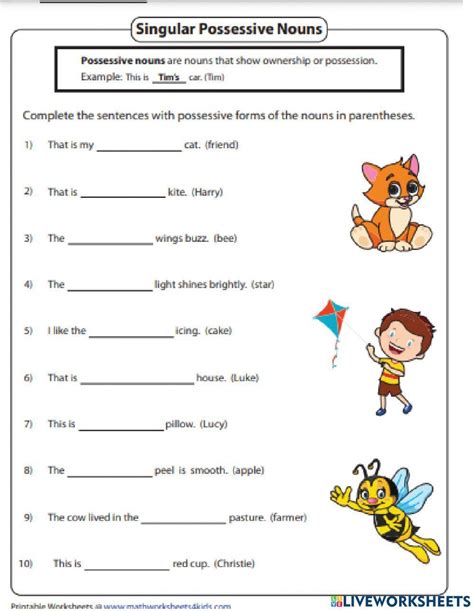 Singular Possessive Nouns Online Pdf Activity Live Worksheets