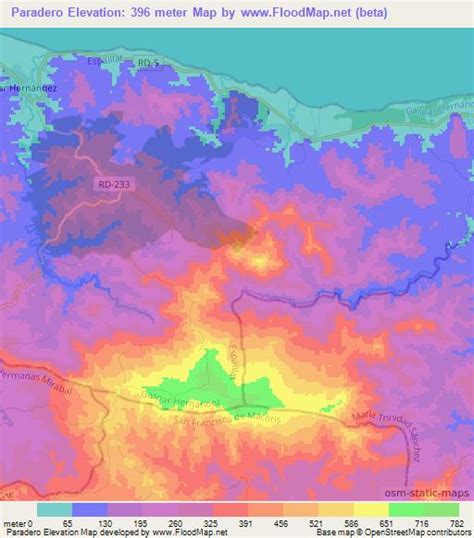 Elevation of Paradero,Dominican Republic Elevation Map, Topography, Contour