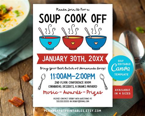 Editable Winter Soup Cook Off Flyer Work Soup Competition Canva