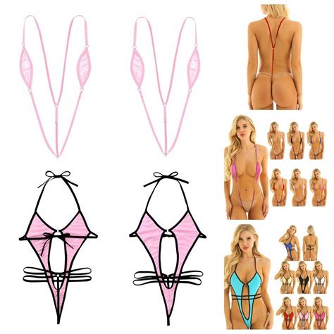 Womens Teeny Weeny Sling Shot Lingerie Micro Bikini Set Swimsuit One