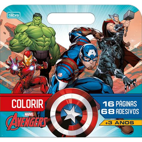 Álbum Para Colorir Personagem Maleta Avengers Vingadores 8 Folhas 68