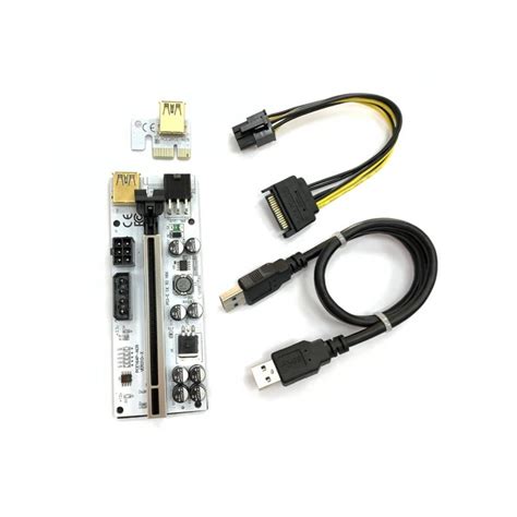 Negro Tarjeta Elevadora PCI E De 60cm Extensor SATA A 6 Pines Cable