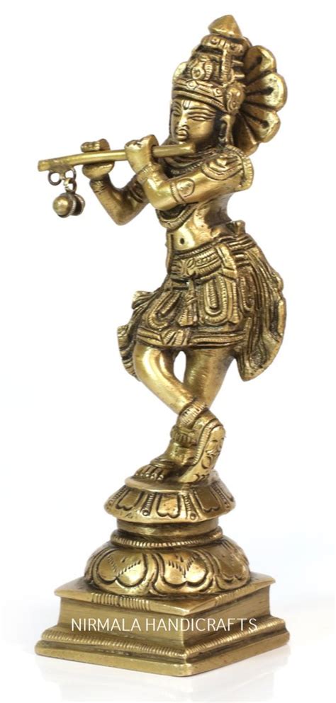 Nirmala Handicrafts Brass Krishna Statue Plain Work Indian God Idol