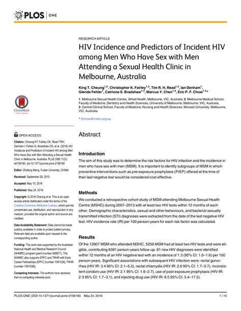 Pdf Hiv Incidence And Predictors Of Incident Hiv Among Men Who Have