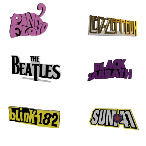 Datei Stl 3d Multicolor Logosign Rock Bands Pack・design Für 3d Drucker Zum Herunterladen・cults