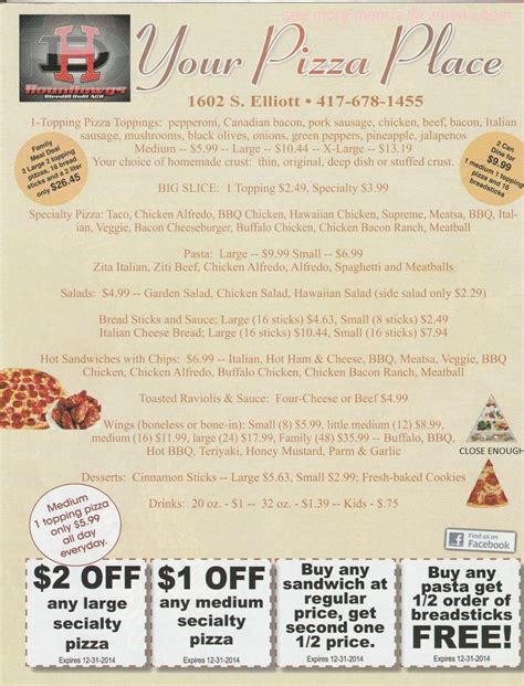 Online Menu Of Your Pizza Place Restaurant Aurora Missouri 65605 Zmenu