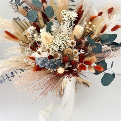 Terracotta Wildflower Wedding Bouquet Etsy