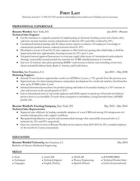 4 Sales Engineer Resume Examples For 2025 Resume Worded