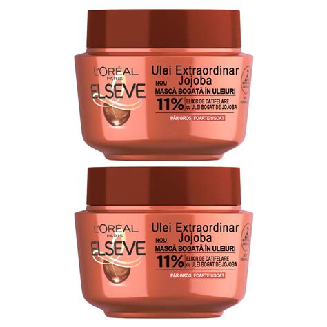 Set Masca De Par L Oreal Paris Elseve Ulei Extraordinar Jojoba Pentru