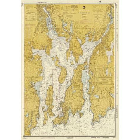 Nautical Chart Narragansett Bay Ca 1975 Sepia Tinted Poster Print By Noaa Historical Map