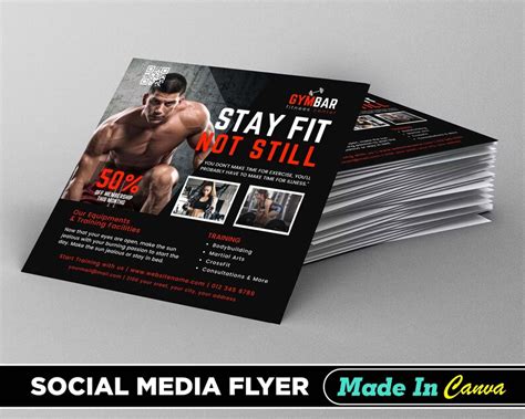 Gym Membership Flyer Diy Canva Gym Membership Flyer Template Etsy