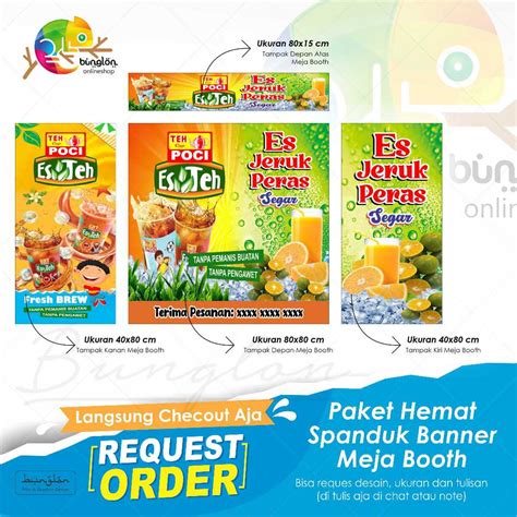 Jual Spanduk Banner Paket Hemat Meja Booth Es Teh Poci Es Jeruk Peras