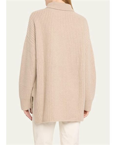 Lisa Yang Therese Cashmere Ribbed Turtleneck Sweater In Natural Lyst