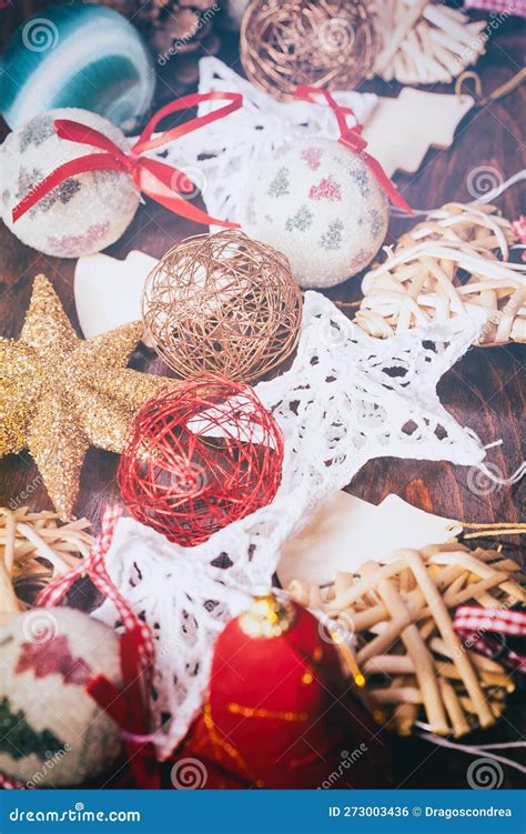 Different Type Of Christmas Ornaments Stock Photo Image Of Gift Ball