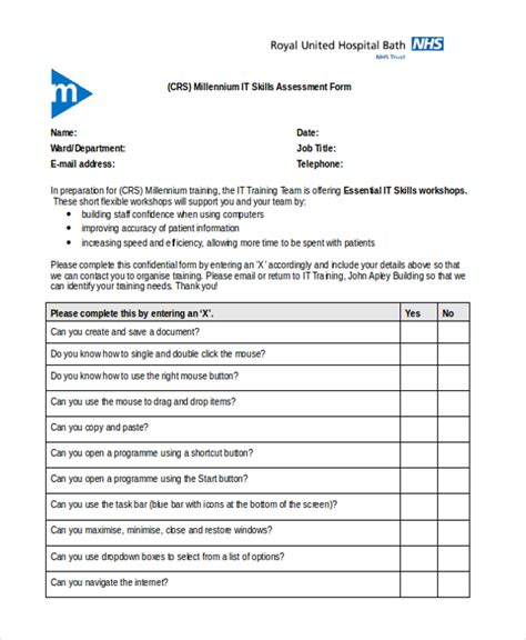 Free 11 Sample Skills Assessment Forms In Pdf Ms Word Excel