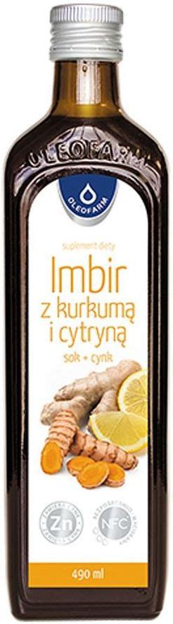 Oleofarm Imbir z kurkumą i cytryną Sok Cynk 490 ml Ceny i opinie