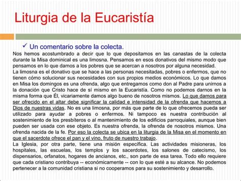 La Liturgia De La Eucarist A Ofertorio Ppt