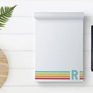 Personalized Retro Rainbow Notepad S Rainbow Initial Memo Etsy