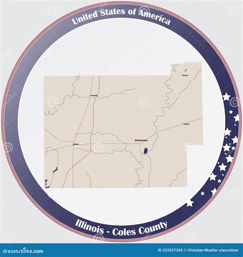 Map of Coles County in Illinois Stock Vector - Illustration of city, citizens: 229237365