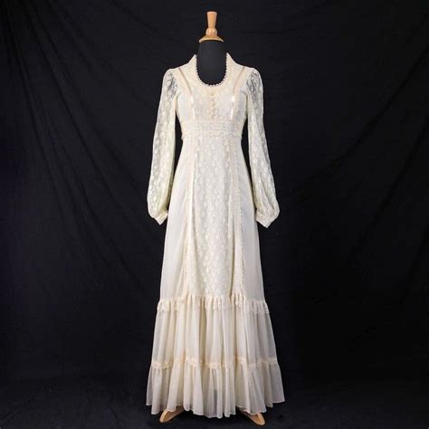 Gunne Sax Wedding Dress Vintage 70s Boho Wedding Dress Long Sleeve