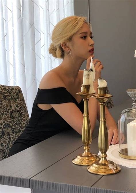 Mina Blonde Hair Black Dress R KpopGirlsMob