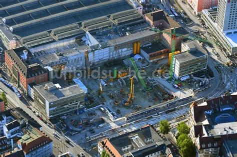 Luftaufnahme M Nchen Bauarbeiten Zur Sanierung Des Bahnhofsgeb Ude