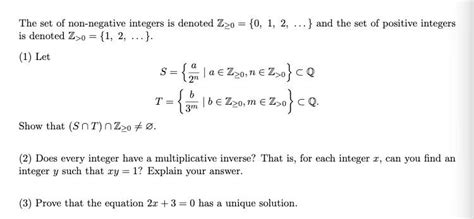 Solved The Set Of Non Negative Integers Is Denoted Z20 {0