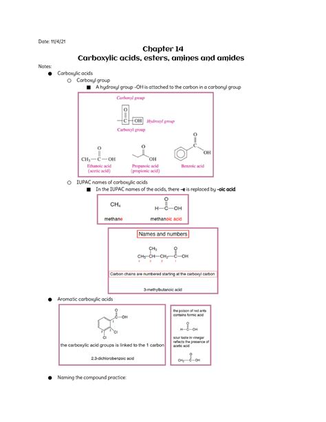 Chapter 14 Carboxylic Acids Esters Amines And Amides Date 114