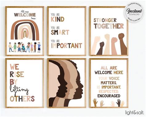 Diversity Bundle Set Of 6 Posters Equality Blm All Are Welcome Here