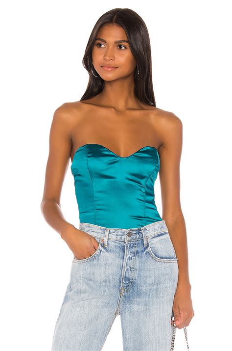 Superdown Darcie Strapless Bodysuit In Emerald Revolve