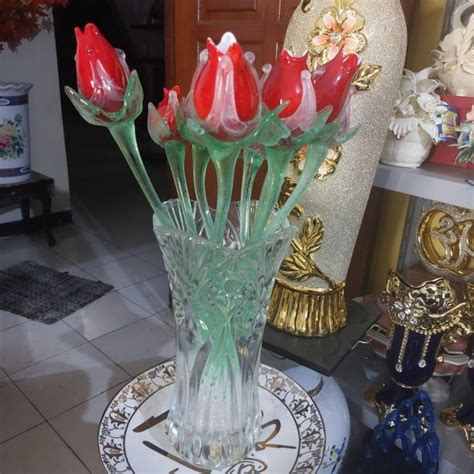 Jual Hanya Vas Bunga Kaca Kristal Bening Tinggi 28 Cm Shopee Indonesia