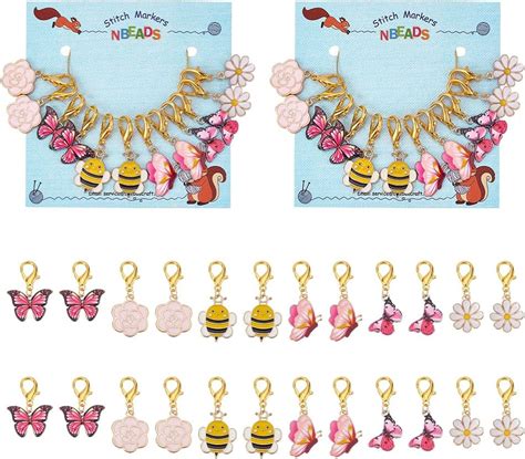 Amazon NBEADS 24 Pcs Butterfly Flower Bee Stitch Markers Alloy