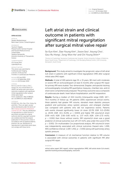 Pdf Left Atrial Strain And Clinical Outcome In Patients With