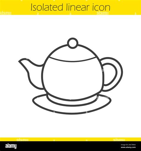 Teapot Linear Icon Thin Line Illustration Tea Pot On Plate Contour