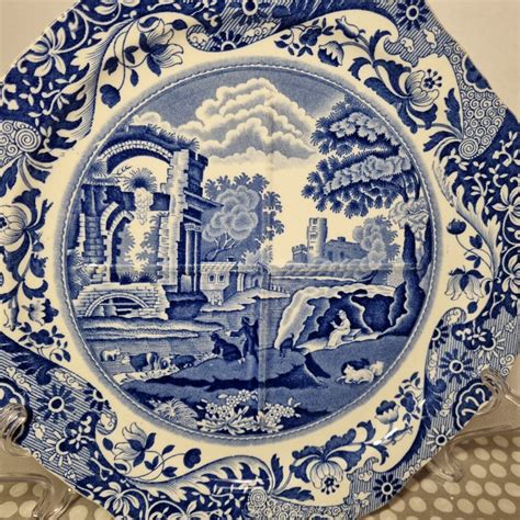 Vintage Copeland Spode Italian Blue White Quarter Divided Plate Ebay