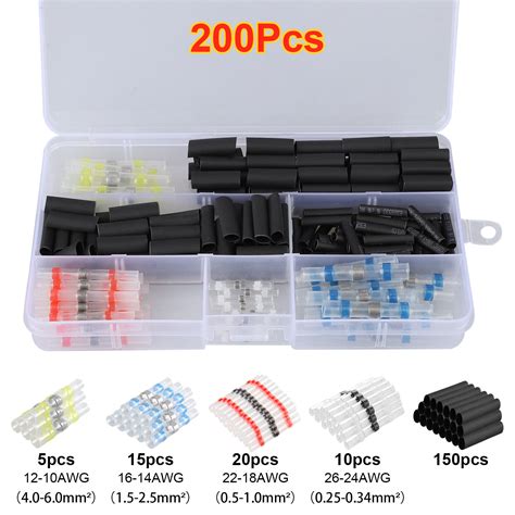 200PCS Solder Seal Sleeve Heat Shrink Electric Butt Wire Connectors