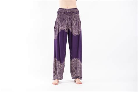 Floral Mandalas Womens Harem Pants In Purple