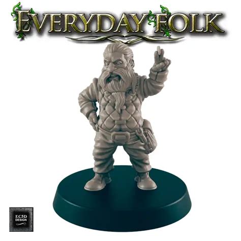 Male Dwarf Shopkeeper Everyday Folk 3D Print Resin Simtasia