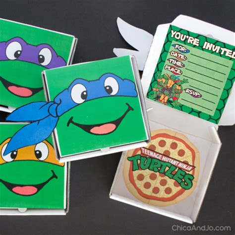 Teenage Mutant Ninja Turtles party favors and invitations | Chica and Jo