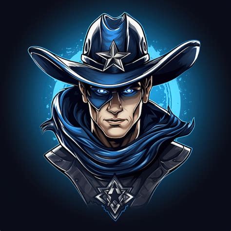 Premium AI Image | a drawing of a cowboy with a blue hat and a black ...