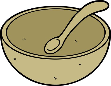 Cartoon Wooden Bowl And Spoon Vector Art At Vecteezy