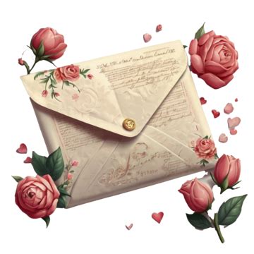 Love Letter With Flowers Love Letter Retro Png Transparent Image And