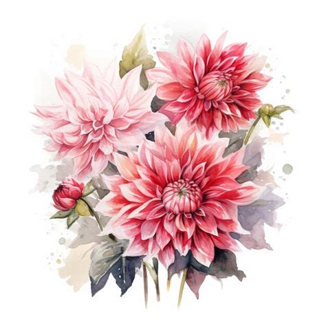 Premium AI Image | Watercolor painting of a bouquet of pink dahlias