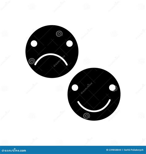 Happy And Sad Face Icon Customer Rating Outline Silhouette Shape