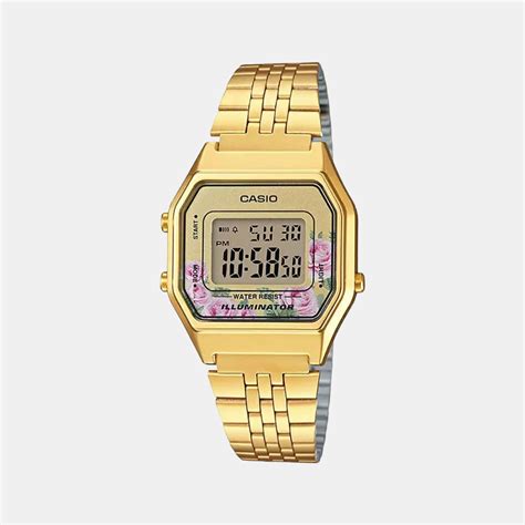 casio vintage women quartz gold dial digital stainless steel