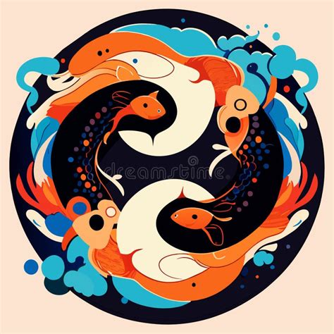 Cute Koi Fish in the Circle. Vector Illustration in Cartoon Style Stock Vector - Illustration of ...