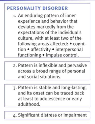 Ch Personality Disorders Flashcards Quizlet